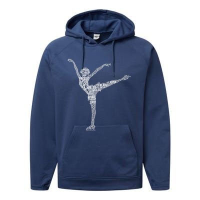 Ice Skating Figure Skater Wo Girls Premium Performance Fleece Hoodie