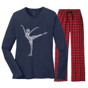 Ice Skating Figure Skater Wo Girls Premium Women's Long Sleeve Flannel Pajama Set 