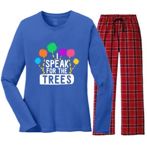 I Speak For The Tree Earth Day Inspiration Hippie Funny Gift Women's Long Sleeve Flannel Pajama Set 