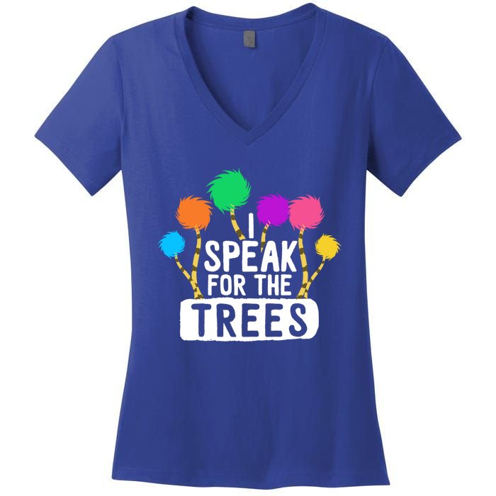 I Speak For The Tree Earth Day Inspiration Hippie Funny Gift Women's V-Neck T-Shirt