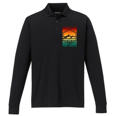 I Speak For Trees Earth Day Save Earth Inspiration Hippie Gift Performance Long Sleeve Polo