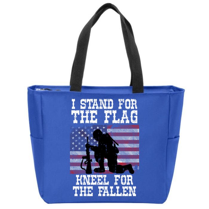 I Stand For The Flag Knee For Fallen Soldier Memorial Day Cute Gift Zip Tote Bag