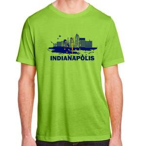 Indiana State Flag Gift Indianapolis Cityscape Gift Indianapolis Gift Adult ChromaSoft Performance T-Shirt