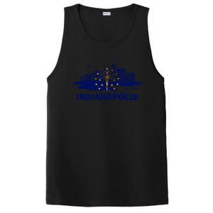 Indiana State Flag Gift Indianapolis Cityscape Gift Indianapolis Gift PosiCharge Competitor Tank