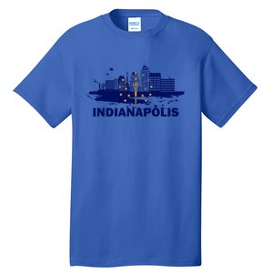 Indiana State Flag Gift Indianapolis Cityscape Gift Indianapolis Gift Tall T-Shirt