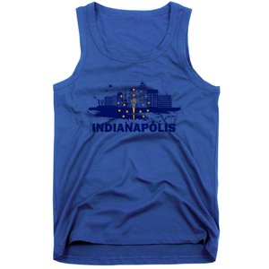 Indiana State Flag Gift Indianapolis Cityscape Gift Indianapolis Gift Tank Top