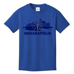 Indiana State Flag Gift Indianapolis Cityscape Gift Indianapolis Gift Kids T-Shirt