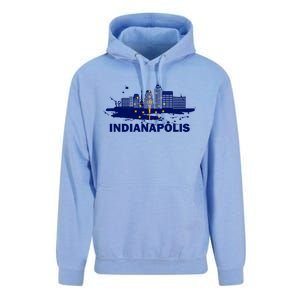 Indiana State Flag Gift Indianapolis Cityscape Gift Indianapolis Gift Unisex Surf Hoodie