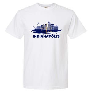 Indiana State Flag Gift Indianapolis Cityscape Gift Indianapolis Gift Garment-Dyed Heavyweight T-Shirt