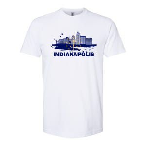 Indiana State Flag Gift Indianapolis Cityscape Gift Indianapolis Gift Softstyle CVC T-Shirt