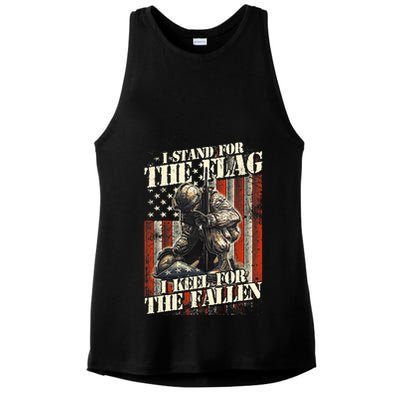 I Stand For The Flag Kneel For The Fallen Memorial Day Ladies PosiCharge Tri-Blend Wicking Tank