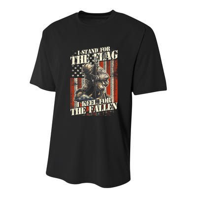 I Stand For The Flag Kneel For The Fallen Memorial Day Youth Performance Sprint T-Shirt
