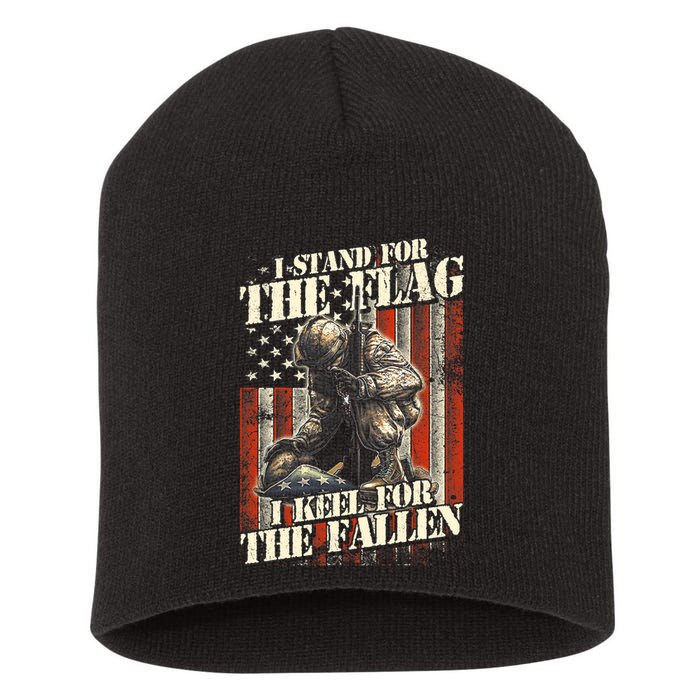 I Stand For The Flag Kneel For The Fallen Memorial Day Short Acrylic Beanie
