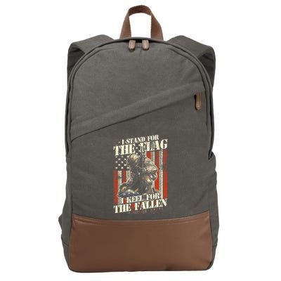 I Stand For The Flag Kneel For The Fallen Memorial Day Cotton Canvas Backpack