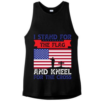 I Stand For The Flag And Kneel For The Cross Memorial Day Gift Ladies PosiCharge Tri-Blend Wicking Tank