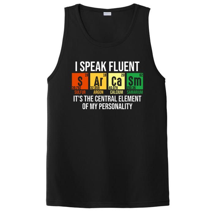 I Speak Fluent Sarcasm Funny Science Teacher Nerd Gift PosiCharge Competitor Tank