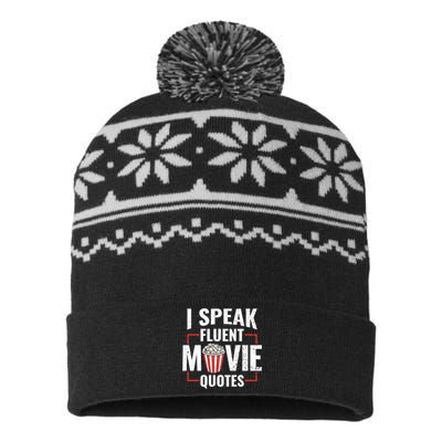 I Speak Fluent Movie Quotes Popcorn Cinema Lover USA-Made Snowflake Beanie