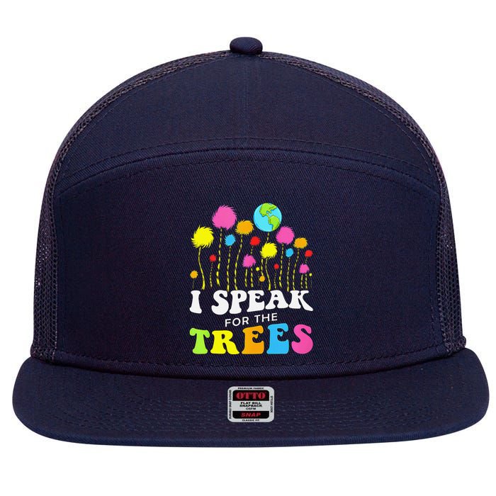 I Speak For Trees Earth Day Save Earth Insation Hippie 7 Panel Mesh Trucker Snapback Hat