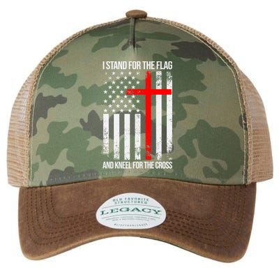 I Stand For The Flag And Kneel For The Cross Usa Flag Funny Gift Legacy Tie Dye Trucker Hat