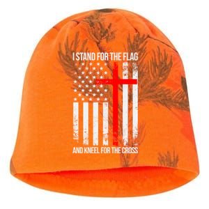 I Stand For The Flag And Kneel For The Cross Usa Flag Funny Gift Kati - Camo Knit Beanie