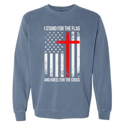 I Stand For The Flag And Kneel For The Cross Usa Flag Funny Gift Garment-Dyed Sweatshirt