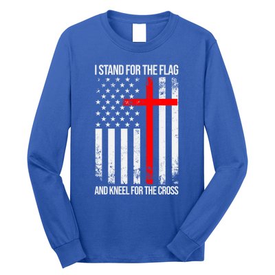 I Stand For The Flag And Kneel For The Cross Usa Flag Funny Gift Long Sleeve Shirt