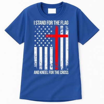 I Stand For The Flag And Kneel For The Cross Usa Flag Funny Gift Tall T-Shirt