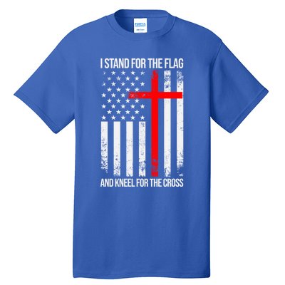 I Stand For The Flag And Kneel For The Cross Usa Flag Funny Gift Tall T-Shirt