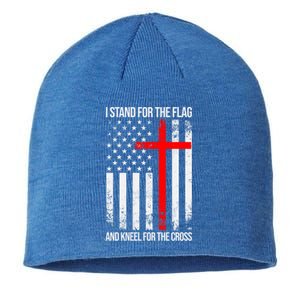 I Stand For The Flag And Kneel For The Cross Usa Flag Funny Gift Sustainable Beanie