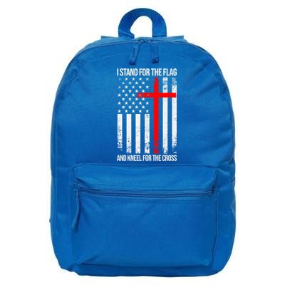 I Stand For The Flag And Kneel For The Cross Usa Flag Funny Gift 16 in Basic Backpack