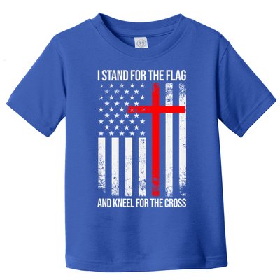 I Stand For The Flag And Kneel For The Cross Usa Flag Funny Gift Toddler T-Shirt