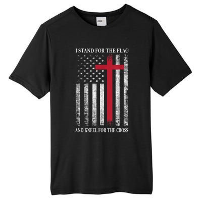 I Stand For The Flag And Kneel For The Cross USA Flag Tall Fusion ChromaSoft Performance T-Shirt