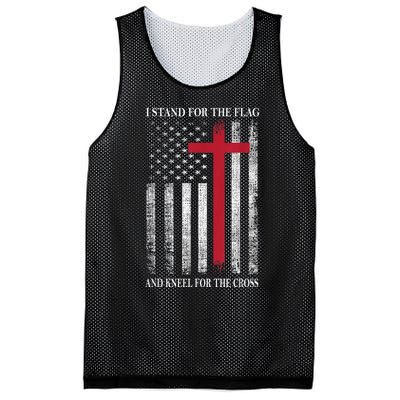 I Stand For The Flag And Kneel For The Cross USA Flag Mesh Reversible Basketball Jersey Tank