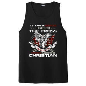 I Stand For Our Flag I Kneel For The Cross American Veterans Gift PosiCharge Competitor Tank