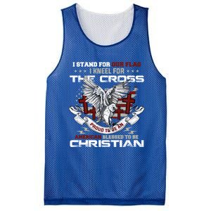 I Stand For Our Flag I Kneel For The Cross American Veterans Gift Mesh Reversible Basketball Jersey Tank