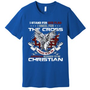 I Stand For Our Flag I Kneel For The Cross American Veterans Gift Premium T-Shirt