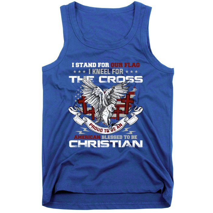 I Stand For Our Flag I Kneel For The Cross American Veterans Gift Tank Top