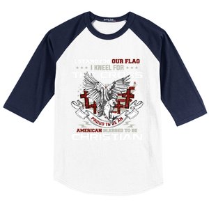 I Stand For Our Flag I Kneel For The Cross American Veterans Gift Baseball Sleeve Shirt