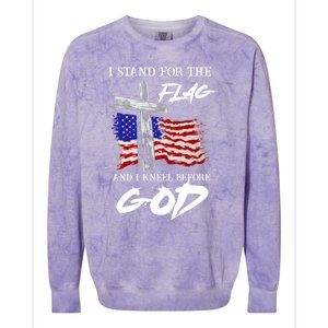 I Stand For The Flag And Kneel Before God America Flag Cross Meaningful Gift Colorblast Crewneck Sweatshirt