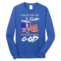 I Stand For The Flag And Kneel Before God America Flag Cross Meaningful Gift Long Sleeve Shirt