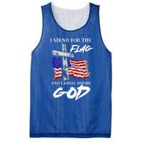 I Stand For The Flag And Kneel Before God America Flag Cross Meaningful Gift Mesh Reversible Basketball Jersey Tank