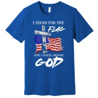 I Stand For The Flag And Kneel Before God America Flag Cross Meaningful Gift Premium T-Shirt