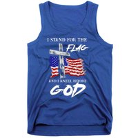 I Stand For The Flag And Kneel Before God America Flag Cross Meaningful Gift Tank Top