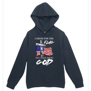 I Stand For The Flag And Kneel Before God America Flag Cross Meaningful Gift Urban Pullover Hoodie