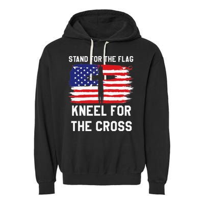 I Stand For The Flag Kneel For The Cross Patriotic Christian Garment-Dyed Fleece Hoodie