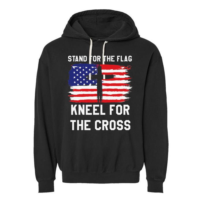 I Stand For The Flag Kneel For The Cross Patriotic Christian Garment-Dyed Fleece Hoodie