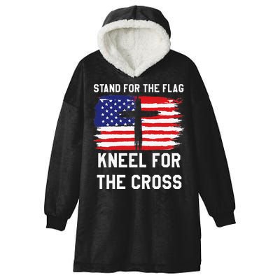 I Stand For The Flag Kneel For The Cross Patriotic Christian Hooded Wearable Blanket