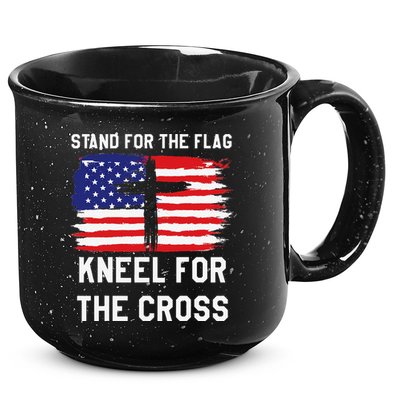 I Stand For The Flag Kneel For The Cross Patriotic Christian 15oz Campfire Ceramic Mug
