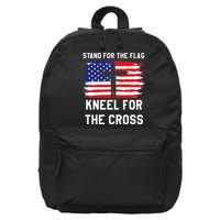 I Stand For The Flag Kneel For The Cross Patriotic Christian 16 in Basic Backpack