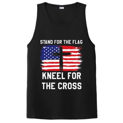 I Stand For The Flag Kneel For The Cross Patriotic Christian PosiCharge Competitor Tank